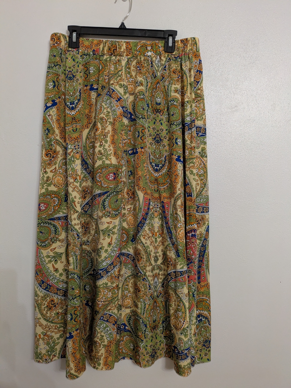 SHEIN Paisley Maxi Skirt in Green, Blue & Tan